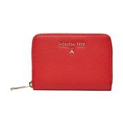 Rode leren portemonnee met gouden details Patrizia Pepe , Red , Dames