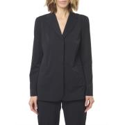 Zwarte Jersey Blazer met Laser-Cut Randen Max Mara , Black , Dames