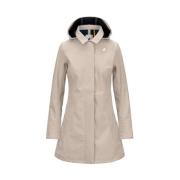 Beige Waterdichte Jas met Polarfleece Voering K-Way , Beige , Dames