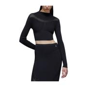 Zwarte Slim Fit Cropped Trui Minimalistische Stijl Patrizia Pepe , Bla...