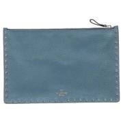 Pre-owned Leather clutches Valentino Vintage , Blue , Dames