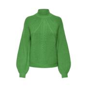 Groene Bee Highneck Gebreide Trui Only , Green , Dames