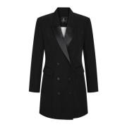 Elegante Zwarte Tuxedo Stijl Jurk Bruuns Bazaar , Black , Dames