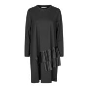 Elegante Zwarte A-lijn Jurk met Ruches Rok Masai , Black , Dames