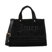 Zwarte Velvet Shopper Tas met Gouden Details Juicy Couture , Black , D...