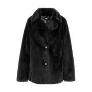 Zwarte Faux Fur Jas Filomena Stijl Guess , Black , Dames