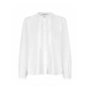 Stijlvolle Blouse met Mandarin Kraag Masai , White , Dames