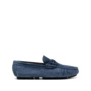 Blauwe Leren Loafers Elegant Gesloten Platte Baldinini , Blue , Heren