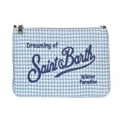 Houndstooth Clutch met Geborduurd Logo MC2 Saint Barth , Blue , Dames