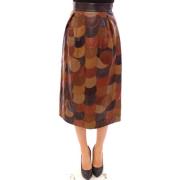 Luxe Bruine Patchwork Leren Rok Dolce & Gabbana , Brown , Dames