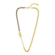 Elegante CZ Parel Ketting Verguld Dansk Copenhagen , Yellow , Dames