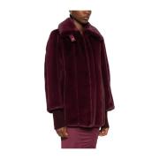 Bordeaux Shearling Jas met Ritssluiting Patrizia Pepe , Purple , Dames