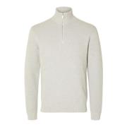 Melange Pullover met Troyer Kraag Selected Homme , Gray , Heren