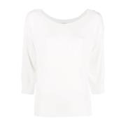 Casual witte trui met viscose katoen Malo , White , Dames