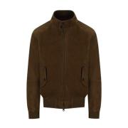 Suede Dark Olive Bomber Jacket Baracuta , Brown , Heren