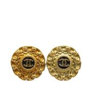 Pre-owned Metal earrings Chanel Vintage , Yellow , Dames