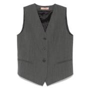 Elegante Grijze Wollen Vest Twinset , Gray , Dames