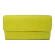 Pre-owned Leather wallets Chanel Vintage , Yellow , Dames