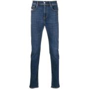 Casual Blauwe Straight Jeans Diesel , Blue , Heren