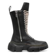 Zwarte Leren Enkellaarzen Rick Owens , Black , Dames