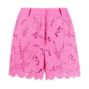 Elegant Roze Katoenen Kant Shorts Self Portrait , Pink , Dames