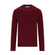 Burgundy Crewneck Wol Trui Amaránto , Red , Heren