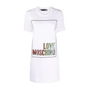 Casual Mini Jurk in Wit Katoen Love Moschino , White , Dames