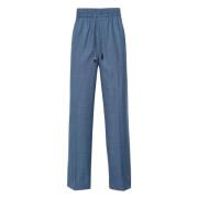 Blauwe Wol Casual Broek Brioni , Blue , Heren