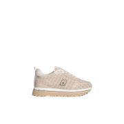 Monogram suède sneakers met metalen logo Liu Jo , Beige , Dames