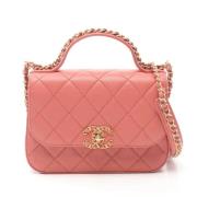 Pre-owned Leather chanel-bags Chanel Vintage , Pink , Dames