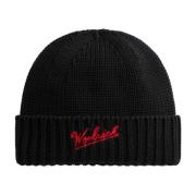 Logo Beanie Muts voor Stijlvol Comfort Woolrich , Black , Unisex