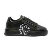 Zwarte Leren Casual Trainers Sneakers Roberto Cavalli , Black , Dames