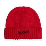 Logo Beanie Hat Woolrich , Red , Unisex