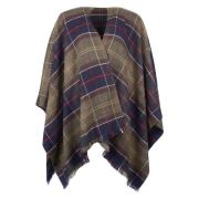 Tartan Serape Cape Barbour , Green , Dames