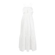 Elegante Witte Broderie Maxi Jurk Self Portrait , White , Dames