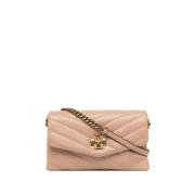 Chevron Chain Portemonnee in Beige Tory Burch , Beige , Dames