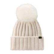 Cashmere Pom Pom Beanie Woolrich , White , Dames