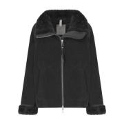 Zwarte Corduroy Xenia Jas met Faux Fur Duno , Black , Dames