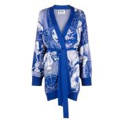 Blauwe Viscose Cardigan Sweater Moschino , Blue , Dames