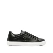 Zwarte Leren Casual Trainers Sneakers Roberto Cavalli , Black , Heren