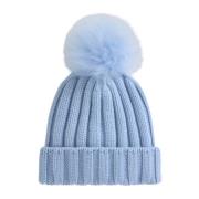 Cashmere Pom Pom Beanie Woolrich , Blue , Dames