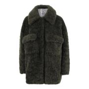 Groene Faux Fur Jas Jakke , Green , Dames