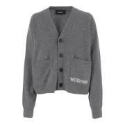 Logo Wollen Blend Cardigan Grijs We11Done , Gray , Heren