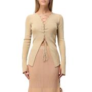 Lurex Ribgebreide Vest Patrizia Pepe , Beige , Dames