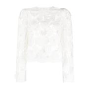 Elegante Witte Katoenen Kant Blouse Self Portrait , White , Dames