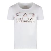 Kleurrijk Print Modal Katoen T-shirt Emporio Armani EA7 , White , Dame...