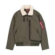 Moderne Bomberjack met Teddy Kraag Alpha Industries , Green , Heren