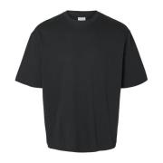 Casual Ronde Hals Oversized T-Shirt Selected Homme , Black , Heren