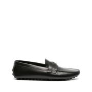 Zwarte leren loafers casual platte Roberto Cavalli , Black , Heren