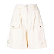 Witte Casual Katoenen Shorts met Zakken Twinset , White , Dames